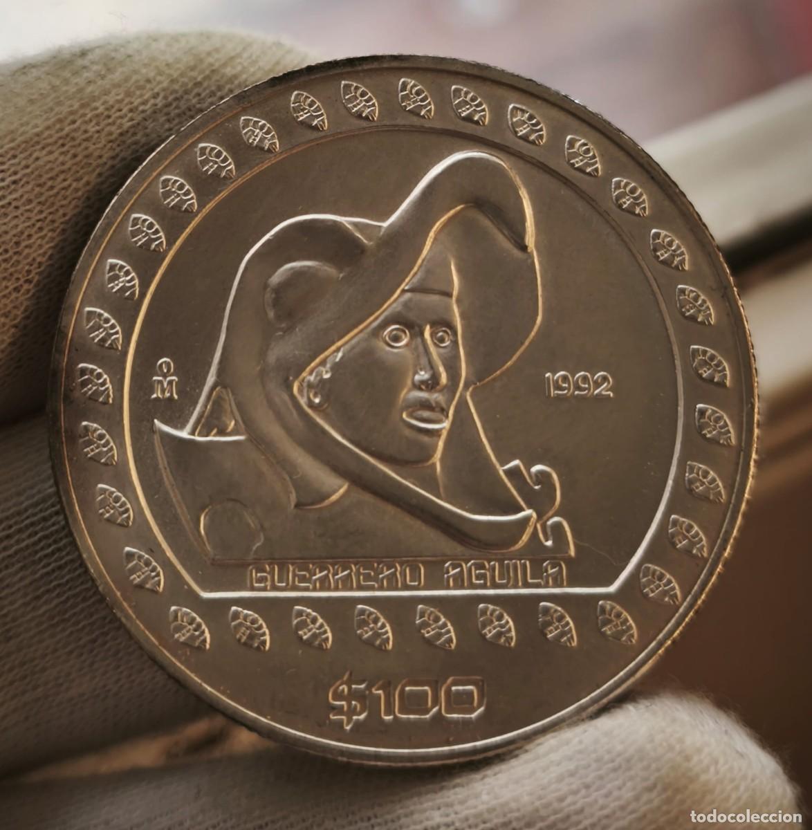 Monedas antiguas de Am&eacute;rica: M&eacute;xico 100 Pesos Guerrero &Aacute;guila 1992 Km 556 Onza Plata Pura
