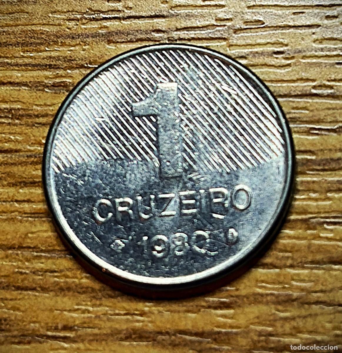 Monedas antiguas de Am&eacute;rica: Brasil - moneda de 1 cruzeiro - a&ntilde;o 1980 - acero inox. - ver fotos