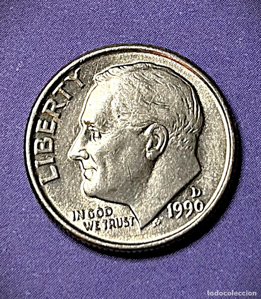 Monedas antiguas de Am&eacute;rica: USA - moneda de 10 cent (one dime) de Roosevelt - a&ntilde;o 1990 - excelente ejemplar -ver fotos