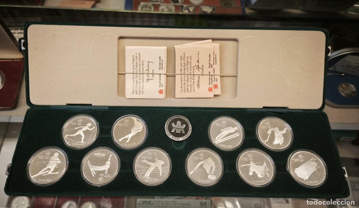 Monedas antiguas de Am&eacute;rica: Canad&aacute; Estuche 10 monedas 20 D&oacute;lares Juegos Ol&iacute;mpicos Invierno Calgary 1988 Km 145-160 Plata Proof