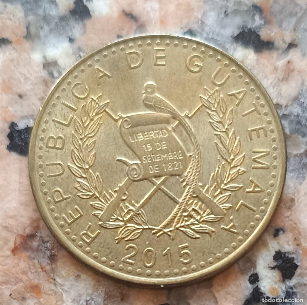 Monedas antiguas de Am&eacute;rica: Moneda de 1 Quetzal de Republica Guatemala, del a&ntilde;o 2015