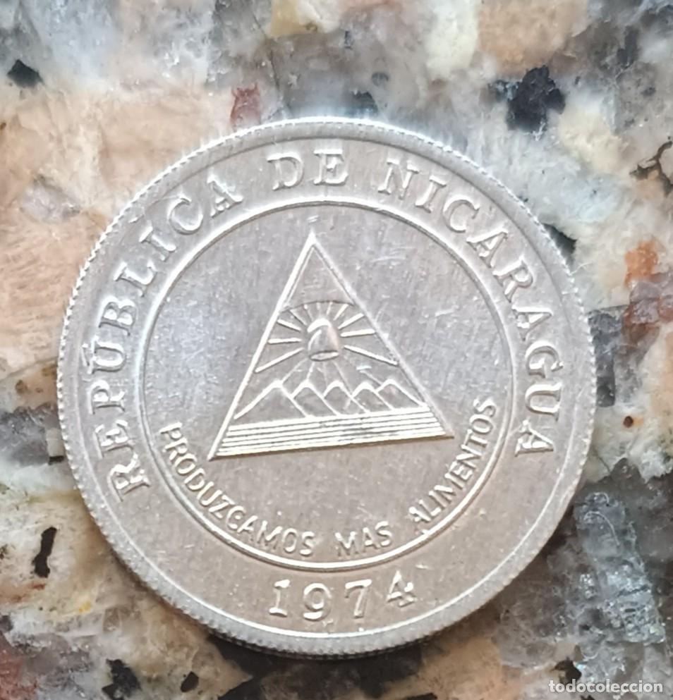 Monedas antiguas de Am&eacute;rica: Moneda de 5 centavos de c&oacute;rdoba, de la Republica de Nicaragua del a&ntilde;o 1974