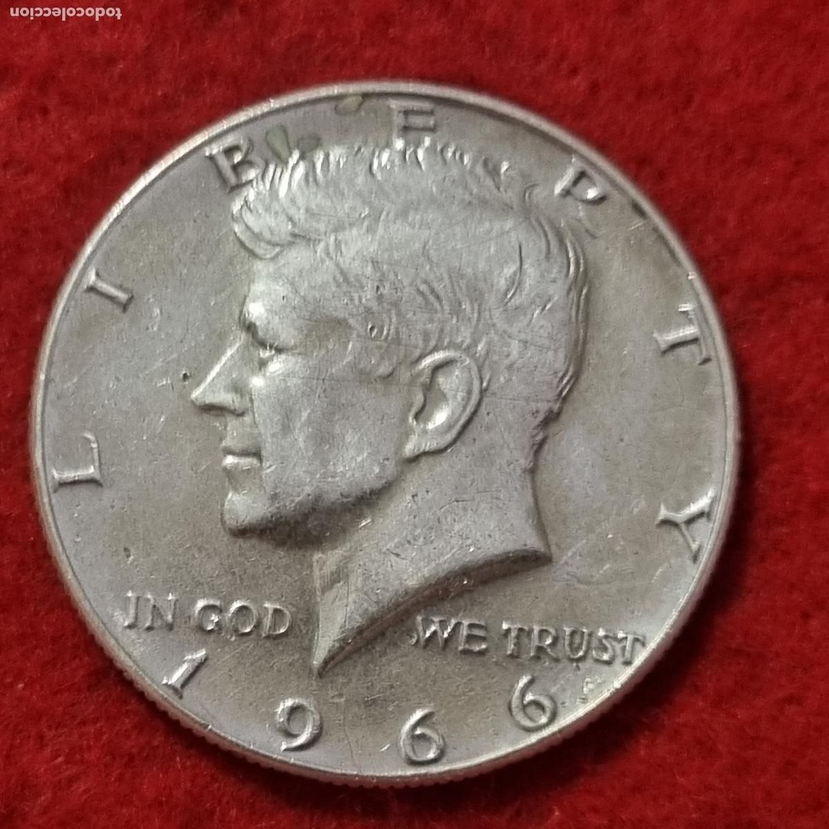 Monedas antiguas de Am&eacute;rica: MONEDA 1/2 MEDIO DOLAR KENNEDY 1966 PLATA ESTADOS UNIDOS MBC ORIGINAL C38