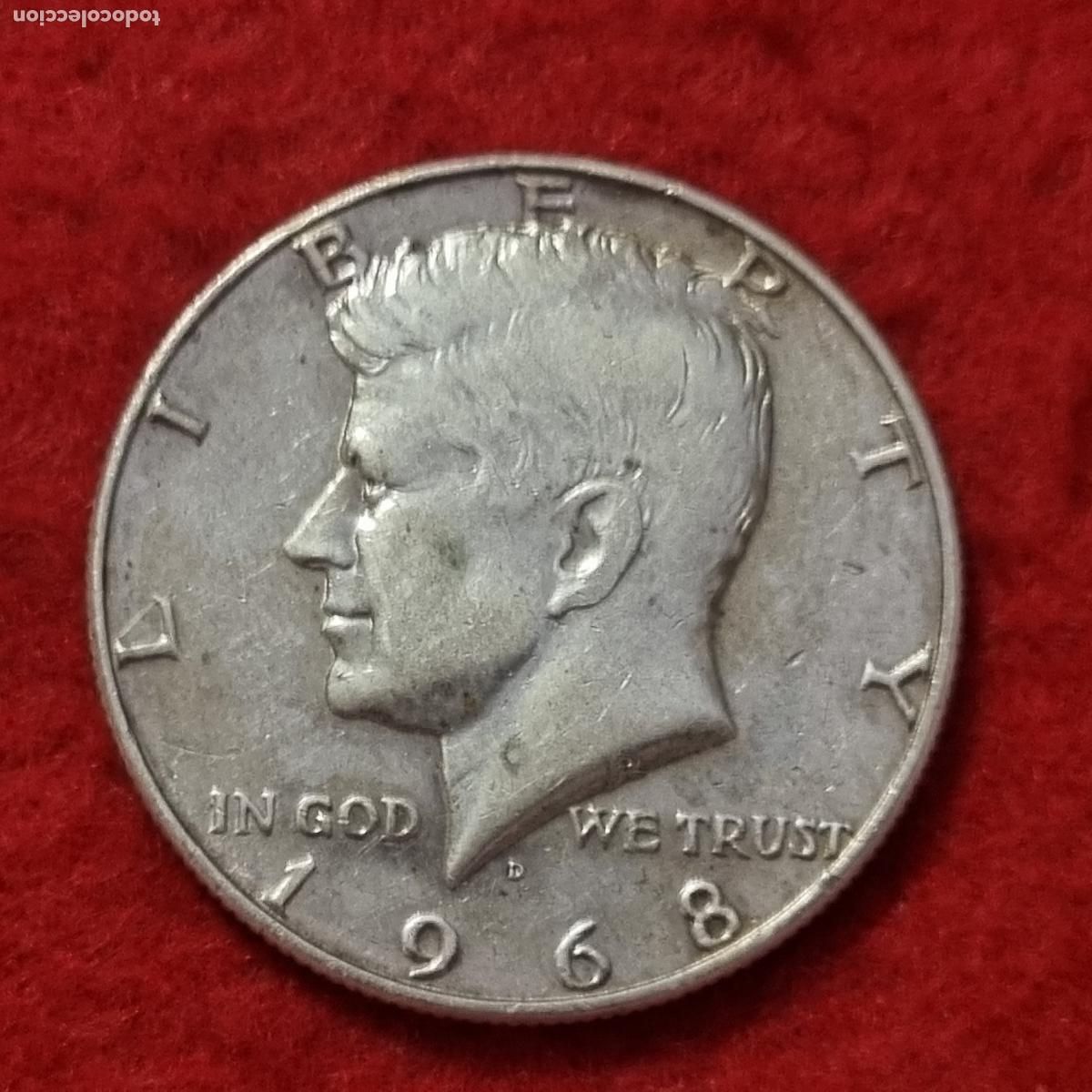 Monedas antiguas de Am&eacute;rica: MONEDA 1/2 MEDIO DOLAR KENNEDY 1968 PLATA ESTADOS UNIDOS MBC ORIGINAL C38