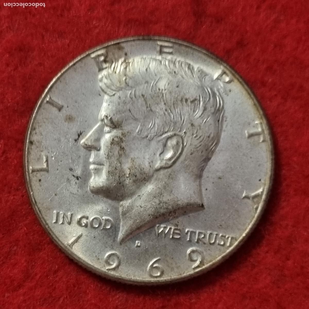 Monedas antiguas de Am&eacute;rica: MONEDA 1/2 MEDIO DOLAR KENNEDY 1969 PLATA ESTADOS UNIDOS MBC ORIGINAL C38
