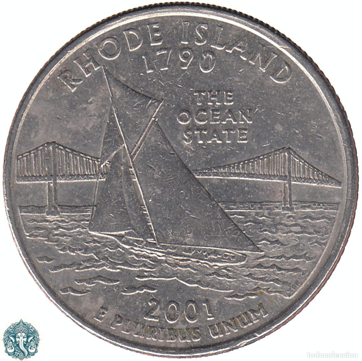 Monedas antiguas de Am&eacute;rica: ESTADOS UNIDOS &frac14; D&oacute;lar Cuarto 2001 Ceca P (Filadelfia) Estado de Rhode Island KM#320