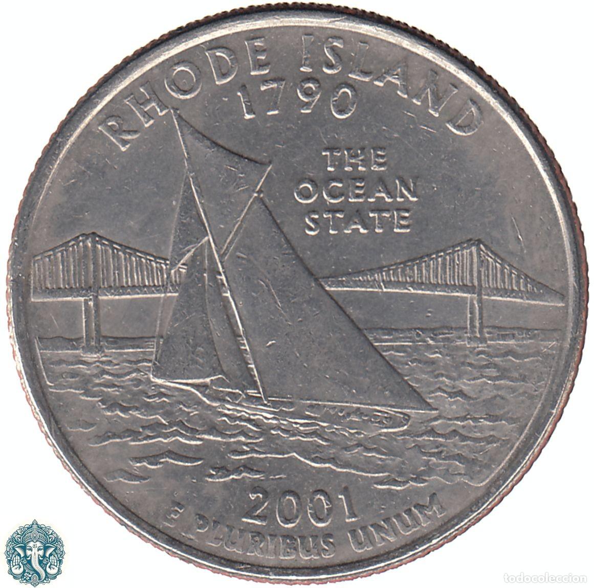 Monedas antiguas de Am&eacute;rica: ESTADOS UNIDOS &frac14; D&oacute;lar Cuarto 2001 Ceca P (Filadelfia) Estado de Rhode Island KM#320