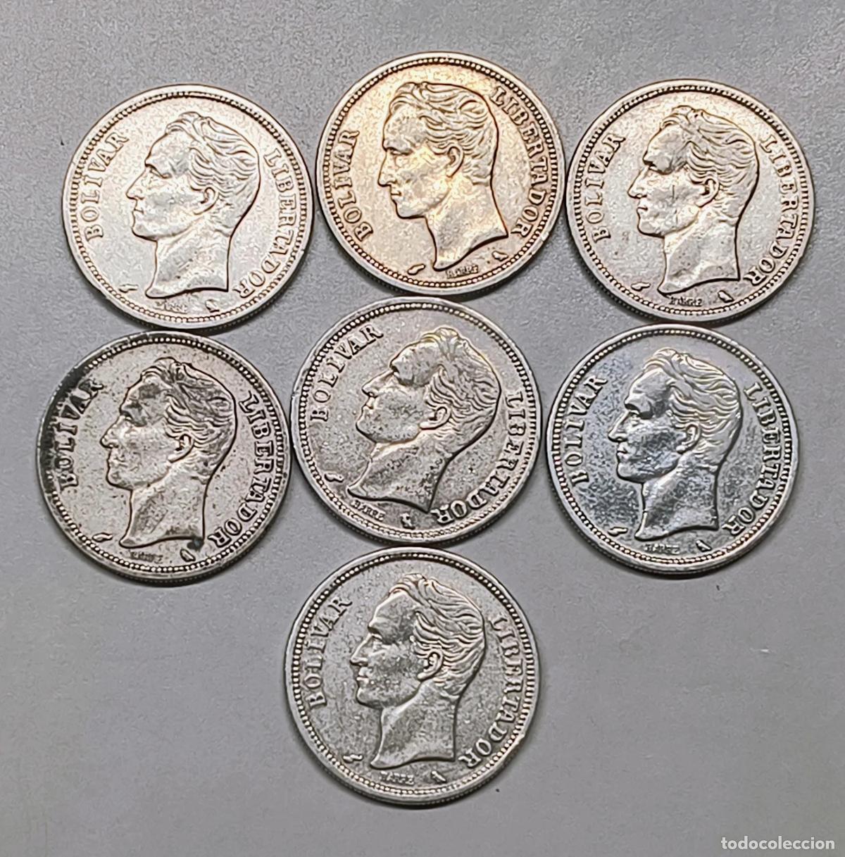 Monedas antiguas de Am&eacute;rica: Lote 7 Monedas 1 Bolivar Venezuela 1960