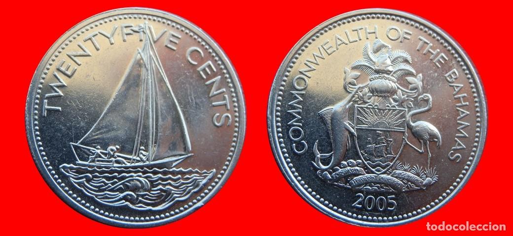 Monedas antiguas de Am&eacute;rica: 25 CENTAVOS CENTS CENTIMOS 2005 BAHAMAS-150411