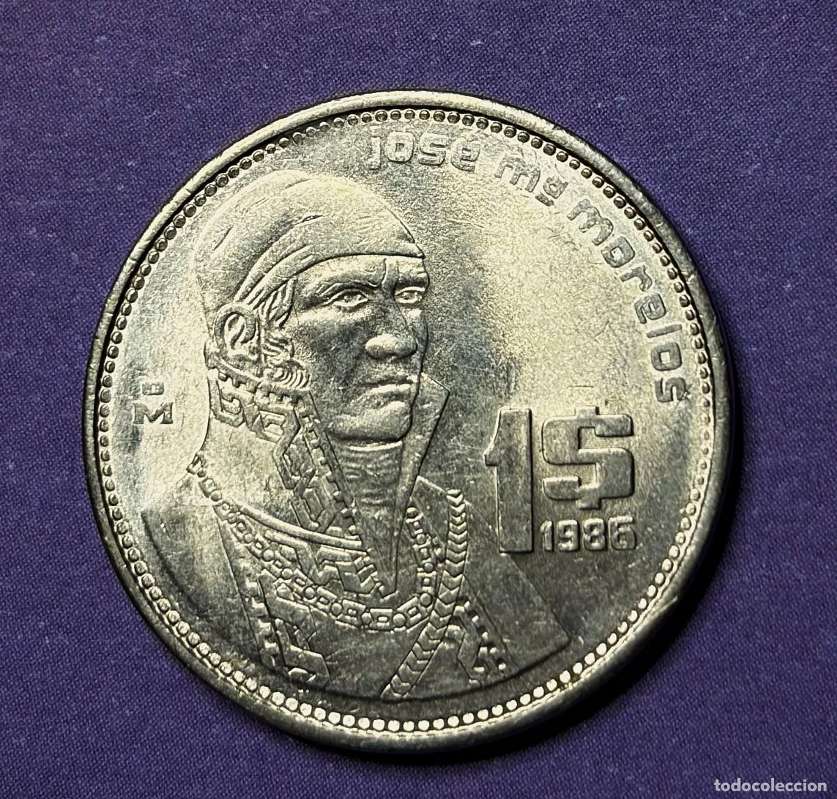 Monedas antiguas de Am&eacute;rica: MEXICO- moneda de 1 peso - a&ntilde;o 1986 - excelente ejemplar - la de las fotos