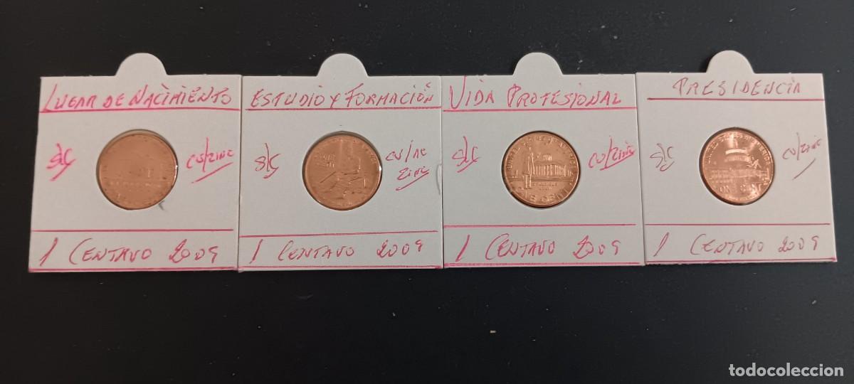 Monete antiche di America: USA 1 CENTAVO 2009 S/C KM=441 AL 444(COBRE-ZINC)CENTENARIO DE LINCOLN-LAS 4 MONEDAS