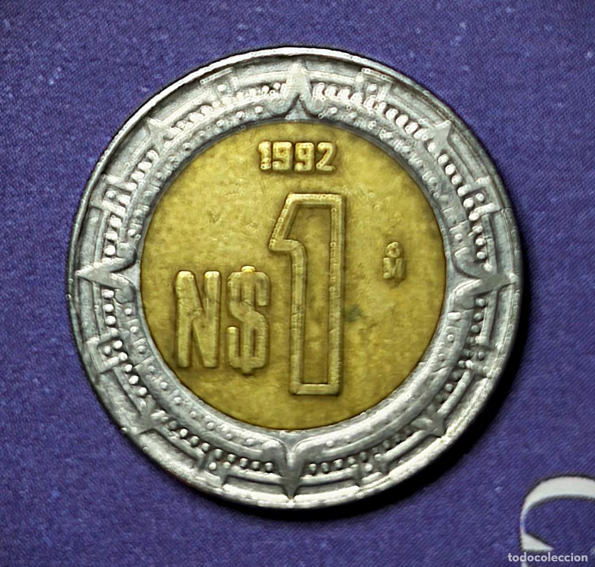 Monedas antiguas de Am&eacute;rica: MEXICO- moneda de 1 peso - a&ntilde;o 1992 - - la de las fotos