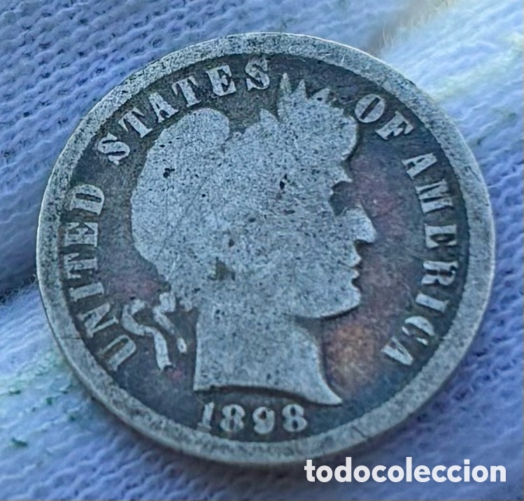Monedas antiguas de Am&eacute;rica: Moneda PLATA 1 Dime 1898 Barber. EEUU Estados Unidos