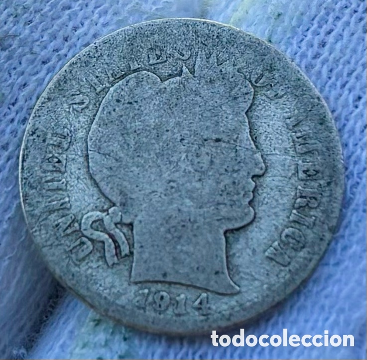 Monedas antiguas de Am&eacute;rica: Moneda PLATA USA 1 Dime 1914 Barber. EEUU Estados Unidos
