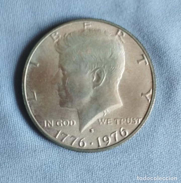 Monedas antiguas de Am&eacute;rica: Moneda de medio d&oacute;lar de plata de Kennedy del Bicentenario de los Estados Unidos. S