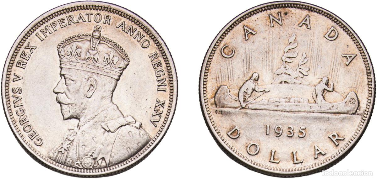 Monedas antiguas de Am&eacute;rica: Canada Commonwealth 1935 1 Dollar - George V (Silver Jubilee) Silver (.800) (.800 silver .200 coppe