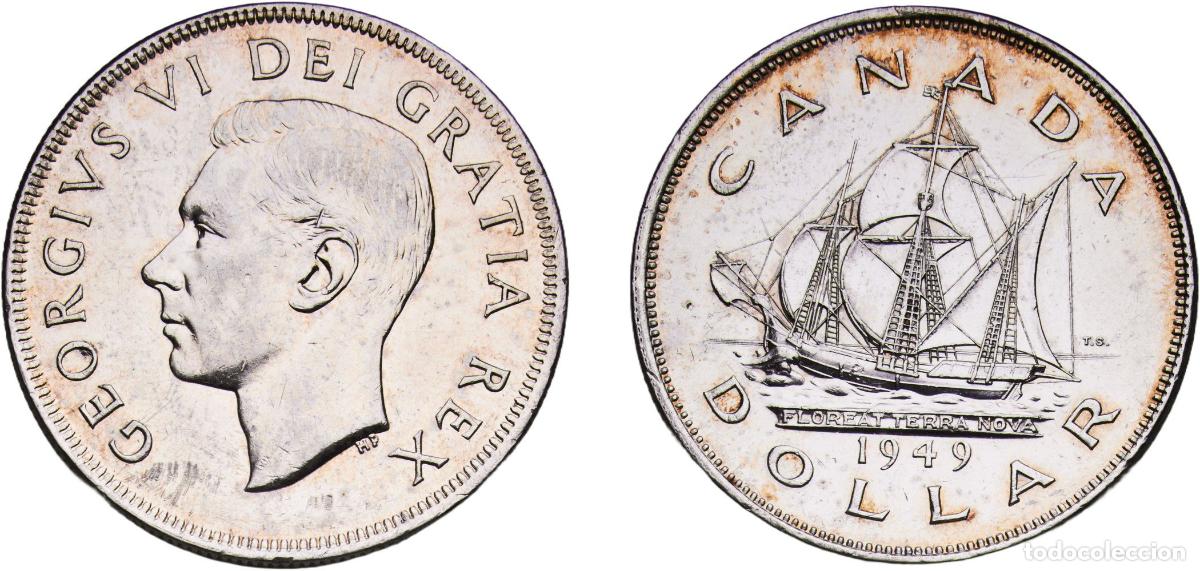 Monedas antiguas de Am&eacute;rica: Canada Commonwealth 1949 1 Dollar - George VI (Welcome Newfoundland) Silver (.800) (.800 silver .20