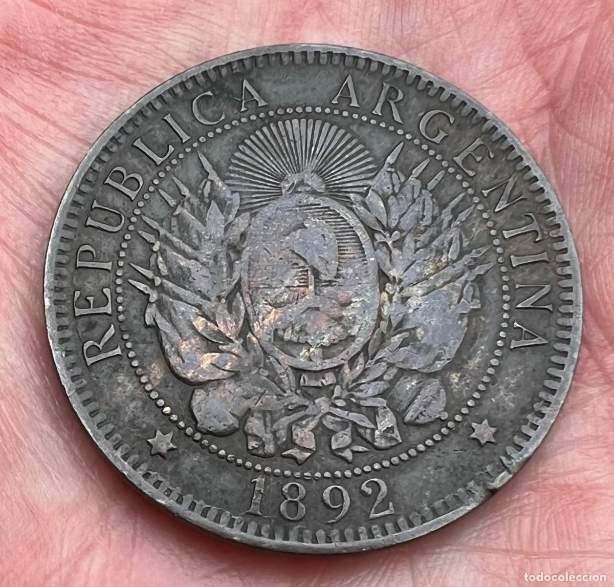 Monedas antiguas de Am&eacute;rica: Moneda Dos (2) Centavos de Argentina 1892 - Foto 2