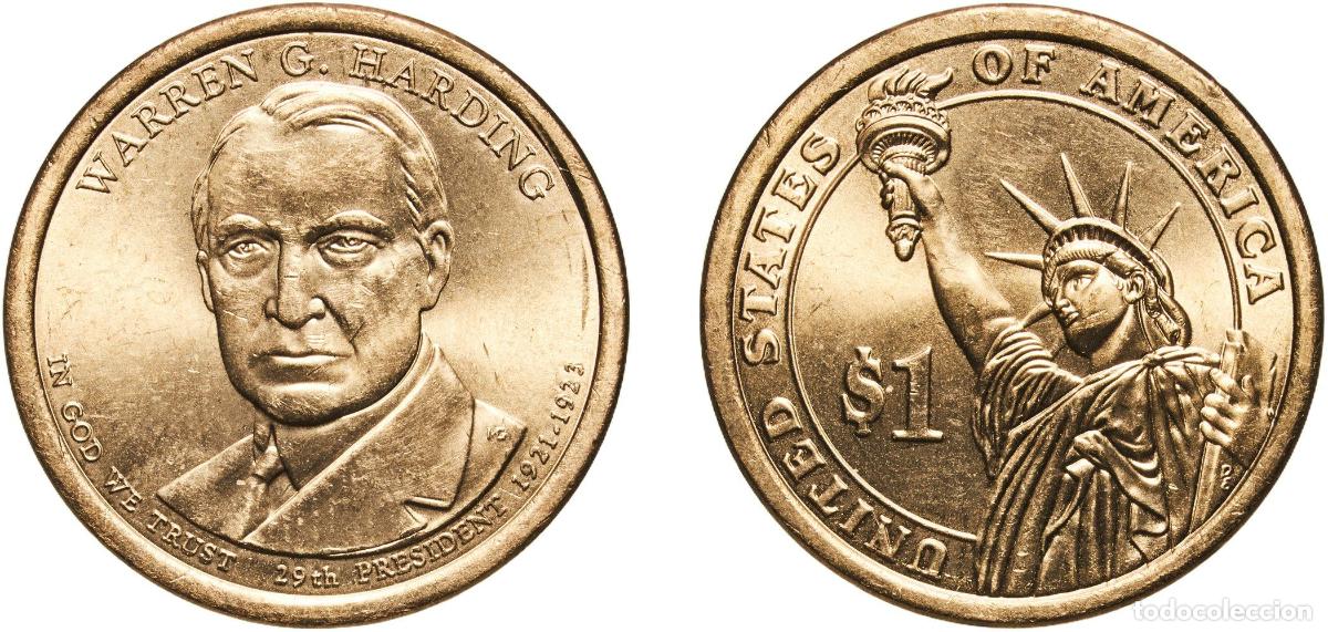 Monedas antiguas de Am&eacute;rica: United States Federal republic 2014 D 1 Dollar (Warren G. Harding) Manganese brass clad copper Denv