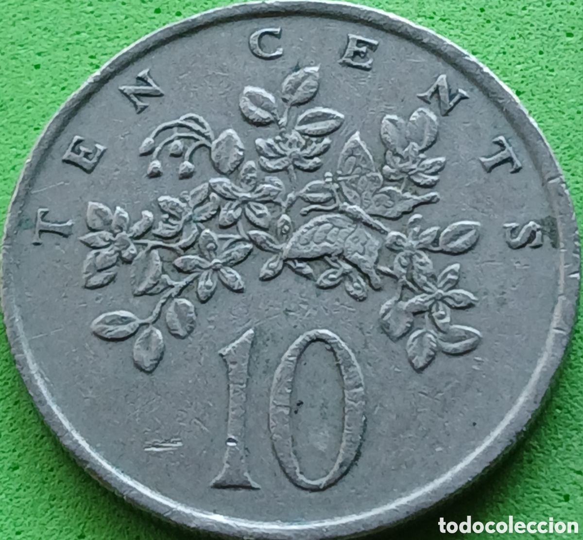 Monedas antiguas de Am&eacute;rica: Jamaica 10 cents 1977 km#47 sin marca de ceca