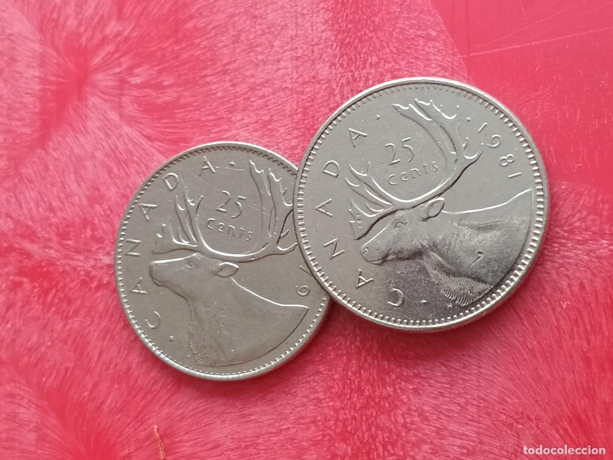Monedas antiguas de Am&eacute;rica: Canada. 2 monedas de 25 cents