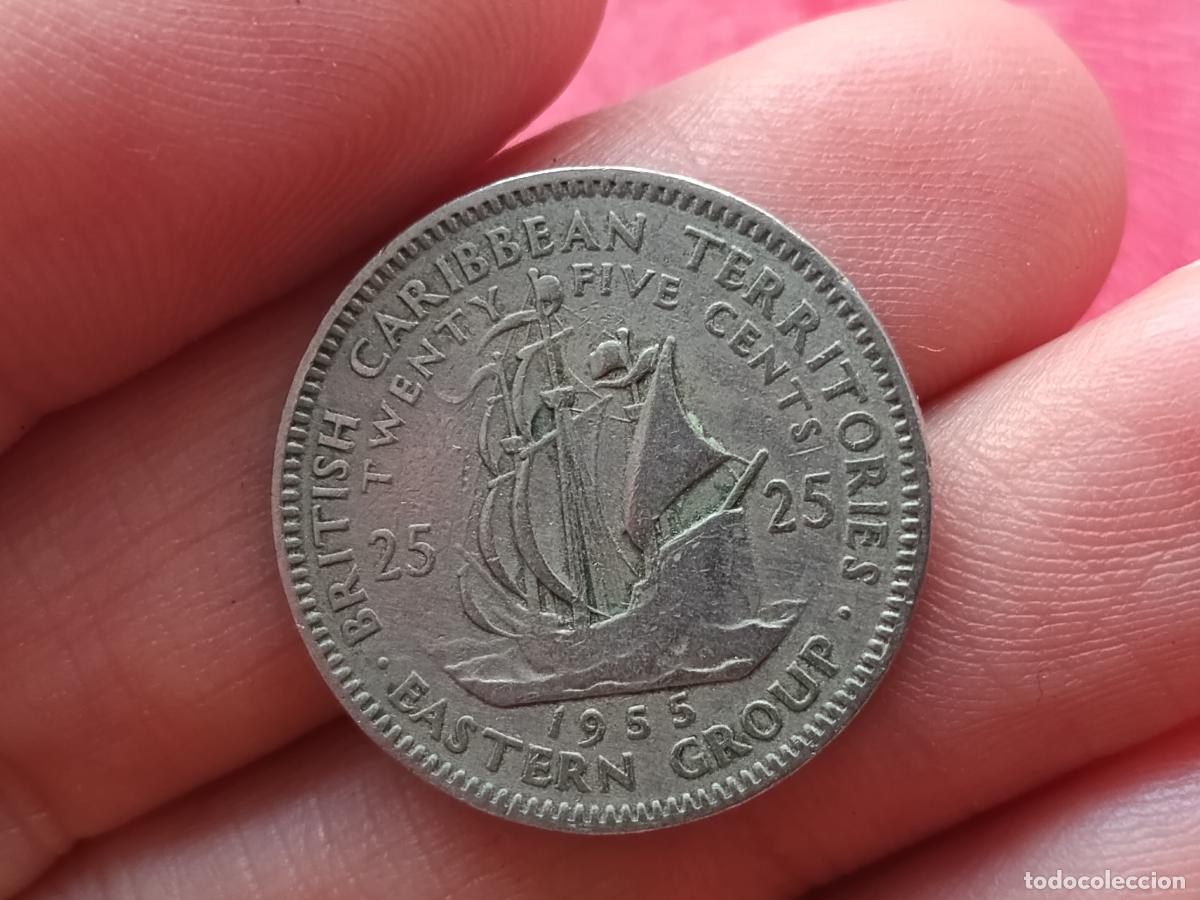 Monedas antiguas de Am&eacute;rica: 25 CENTIMOS CENTAVOS CENTS 1955 ESTADOS DEL CARIBE ORIENTAL
