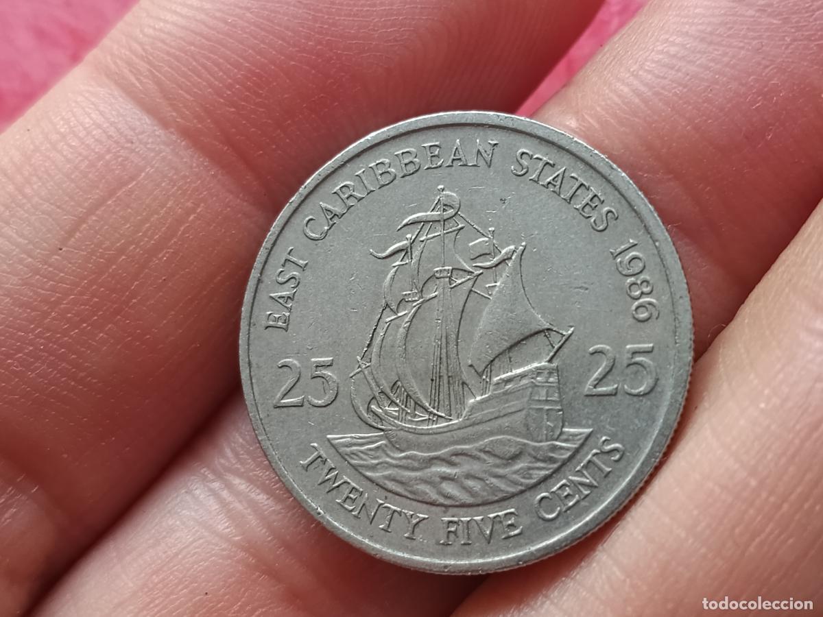 Monedas antiguas de Am&eacute;rica: 25 CENTIMOS CENTAVOS CENTS 1986 ESTADOS DEL CARIBE ORIENTAL
