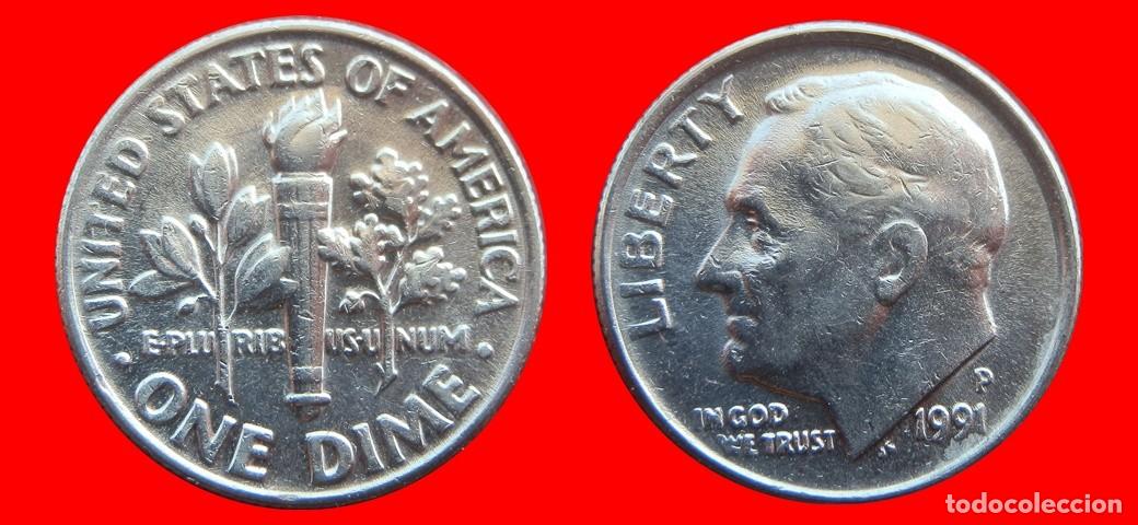 Monedas antiguas de Am&eacute;rica: 10 CENTAVOS DIME 1991-P USA-150504