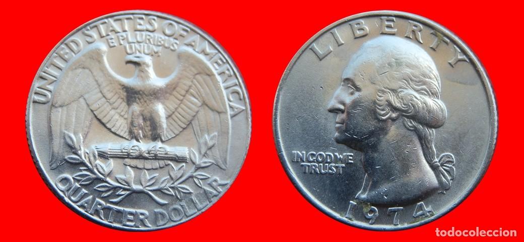 Monedas antiguas de Am&eacute;rica: 25 CENTAVOS QUARTER 1974 USA-150507