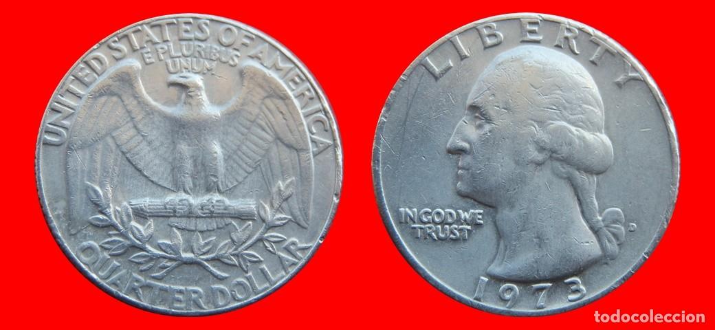 Monedas antiguas de Am&eacute;rica: 25 CENTAVOS QUARTER 1973-D USA-150511