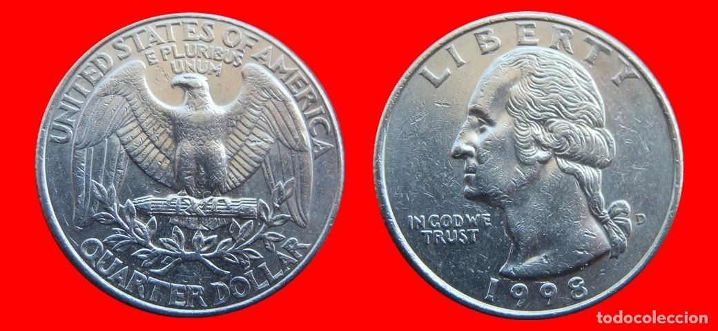 Monedas antiguas de Am&eacute;rica: 25 CENTAVOS QUARTER 1998-D USA-150514