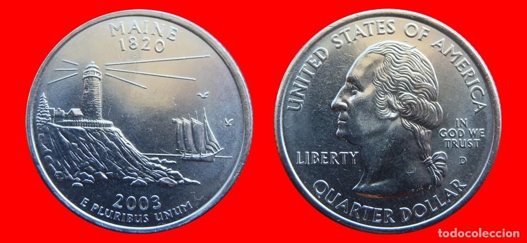 Monedas antiguas de Am&eacute;rica: 25 CENTAVOS QUARTER 2003-D MAINE USA-150515
