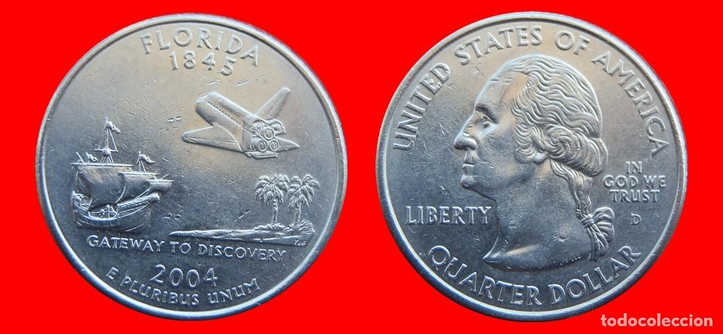 Monedas antiguas de Am&eacute;rica: 25 CENTAVOS QUARTER 2004-D FLORIDA USA-150516