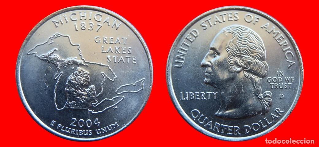 Monedas antiguas de Am&eacute;rica: 25 CENTAVOS QUARTER 2004-D MICHIGAN USA-150517