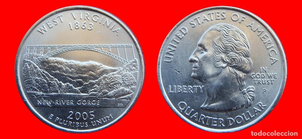 Monedas antiguas de Am&eacute;rica: 25 CENTAVOS QUARTER 2005-P WEST VIRGINIA USA-150532