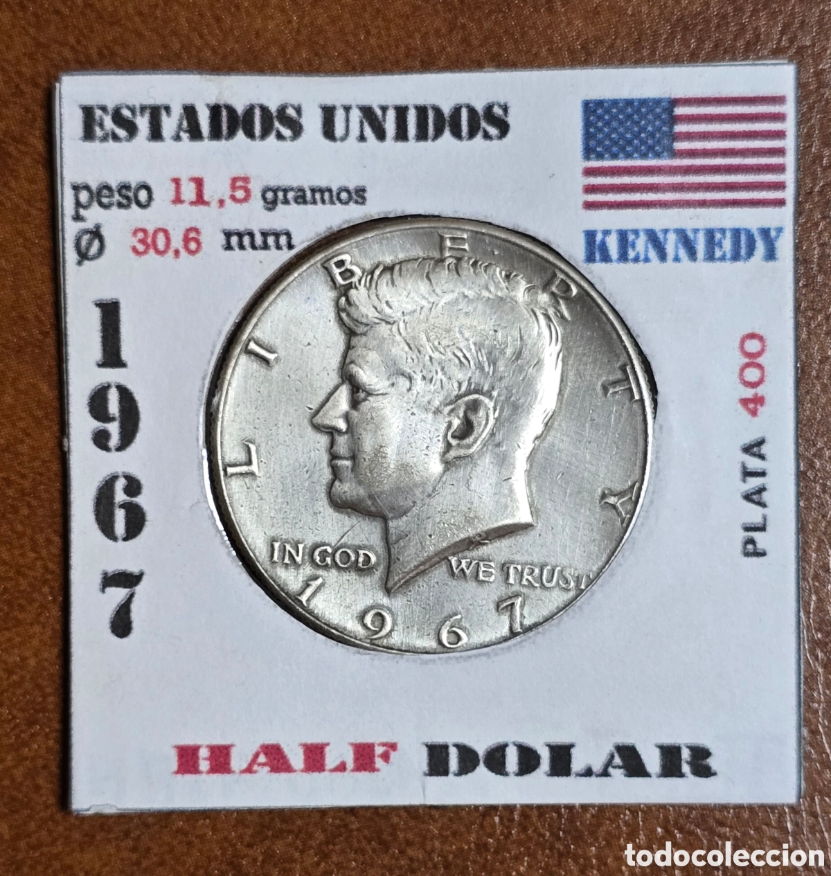 Monedas antiguas de Am&eacute;rica: EEUU Half Dolar de Plata de 1967 Kennedy