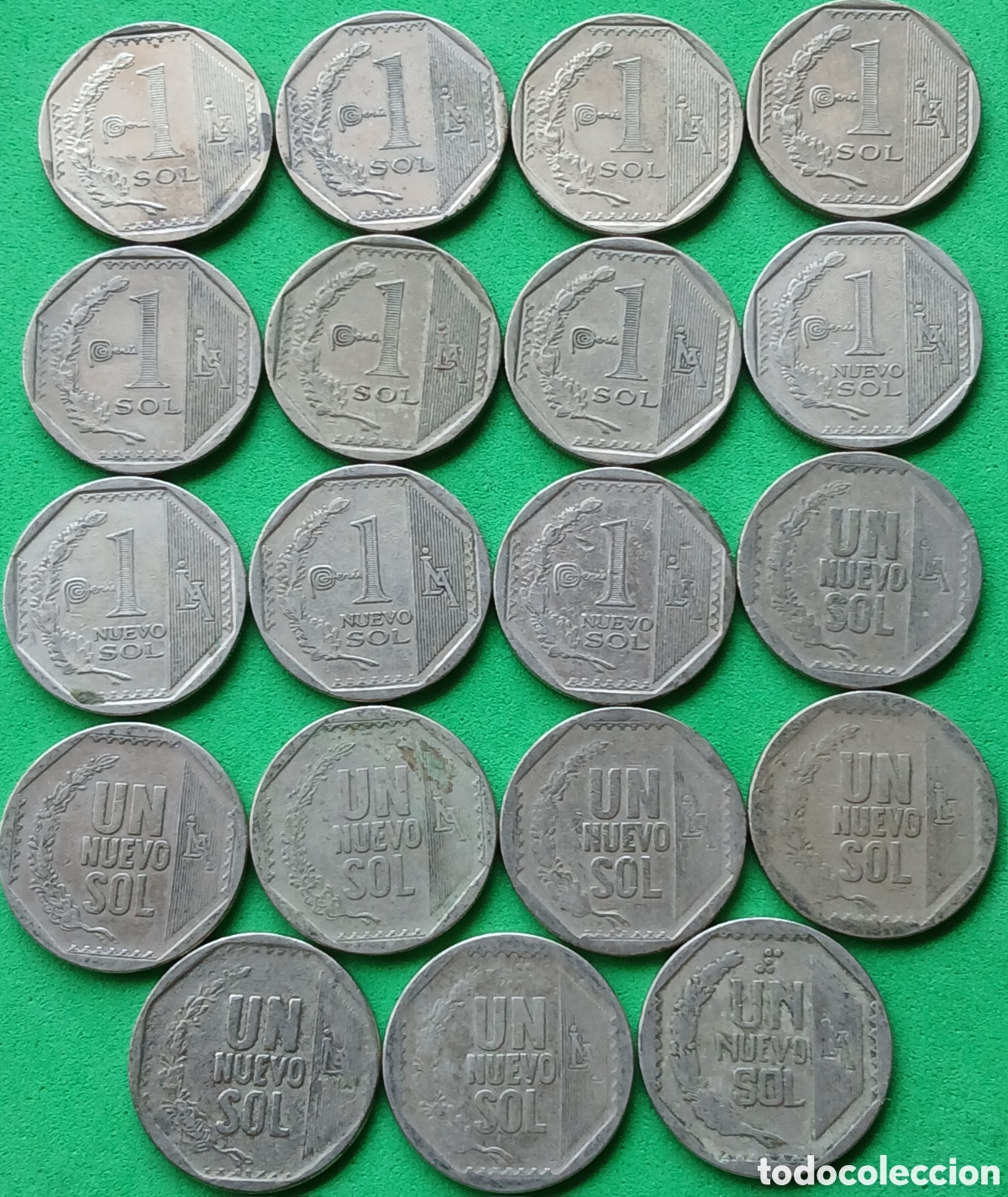 Monedas antiguas de Am&eacute;rica: Per&uacute; 1 sol 1994-2024. Lote 19 monedas-diferentes fechas.