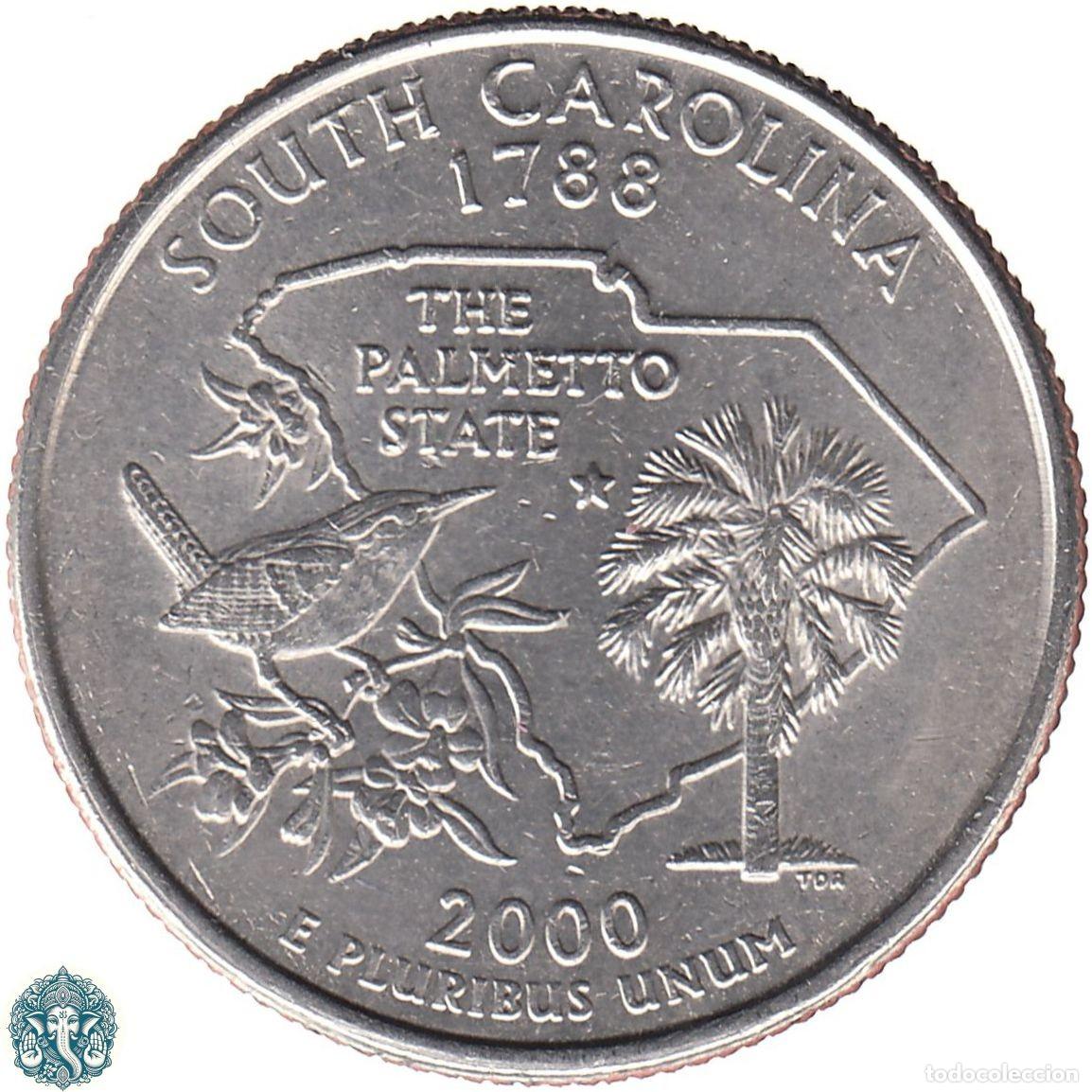 Monedas antiguas de Am&eacute;rica: ESTADOS UNIDOS &frac14; D&oacute;lar Cuarto 2000 Ceca P (Filadelfia) Estado de Carolina del Sur KM#307