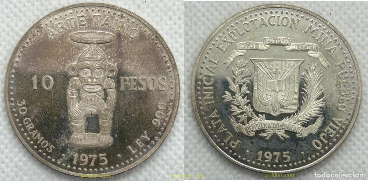 Monedas antiguas de Am&eacute;rica: 4164 DOMINICANA 1975 10 PESOS DOMINICANA 1975 ARTE TAINO