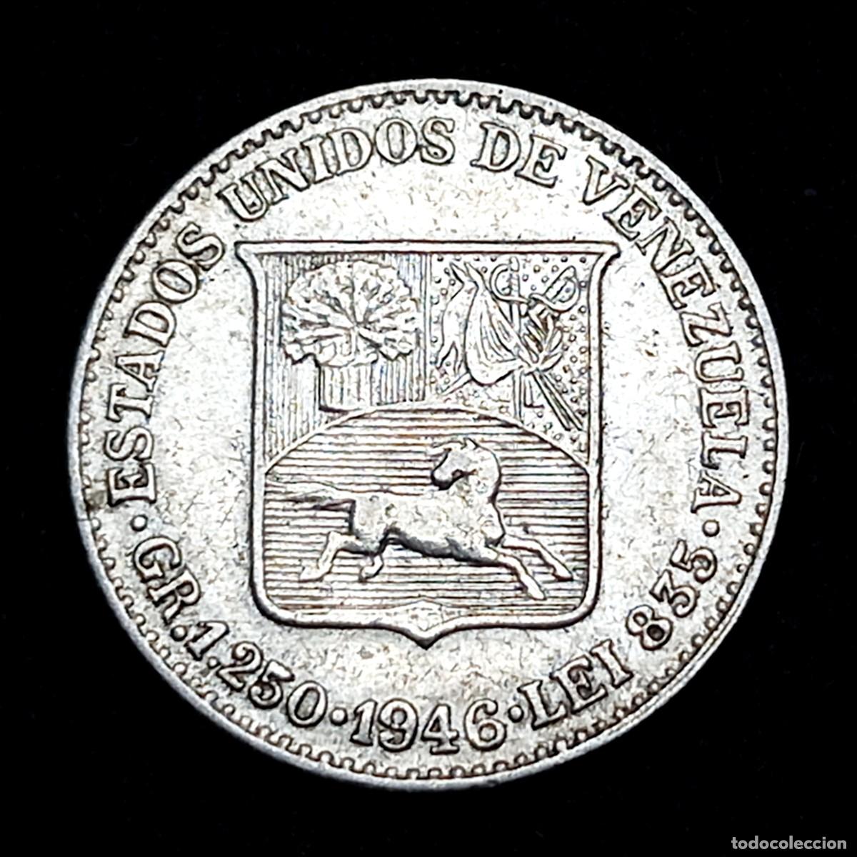 Monedas antiguas de Am&eacute;rica: ⚜️ BBG0 2. Plata. Venezuela. 1/4 Bol&iacute;var 1946