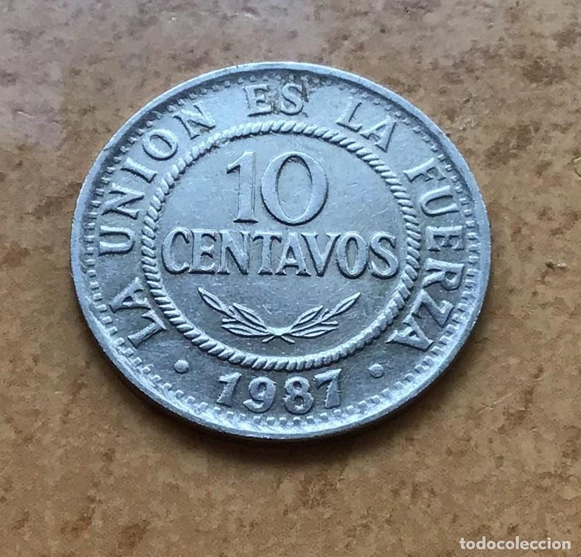 Monedas antiguas de Am&eacute;rica: 10 centavos de Bolivia. A&ntilde;o 1987