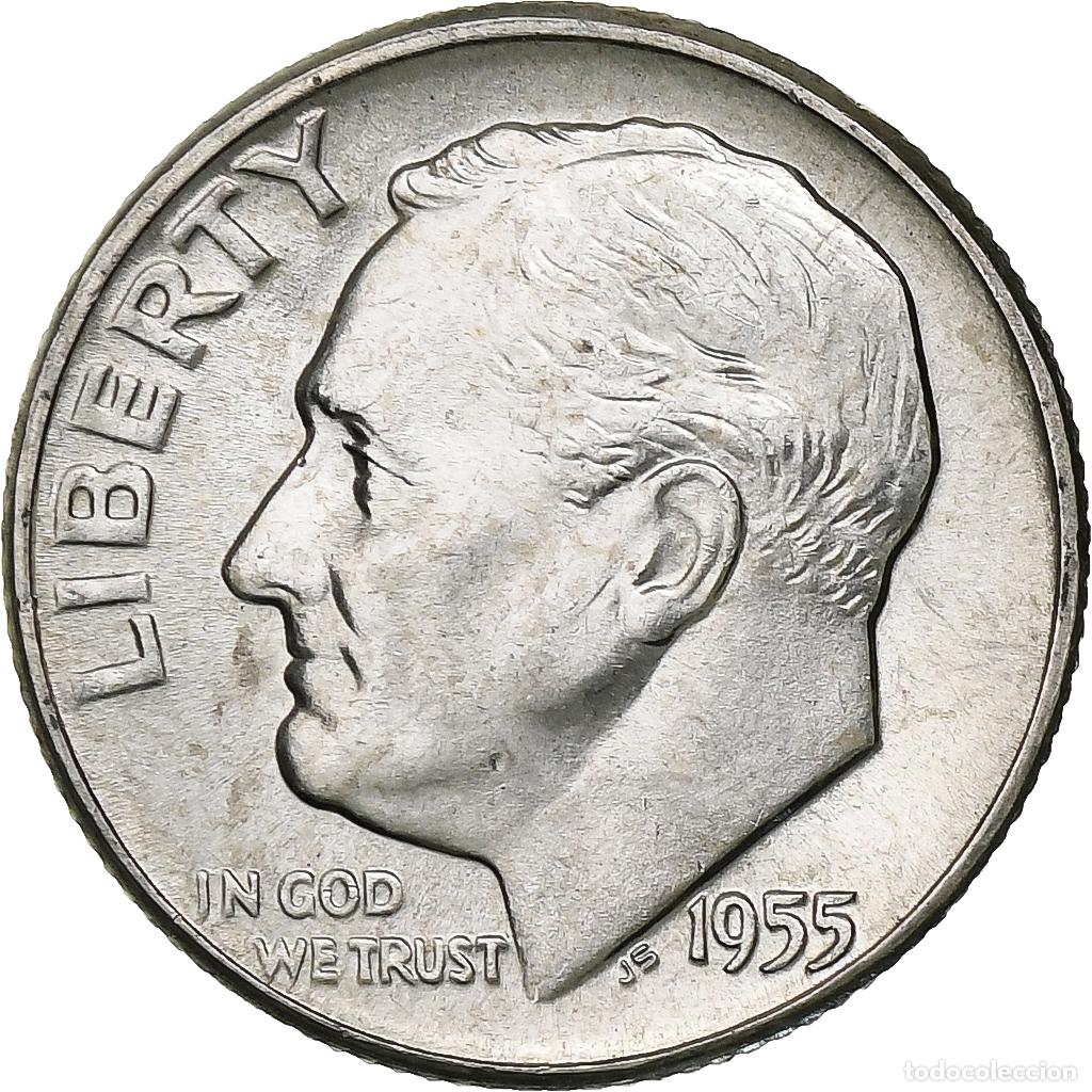 Monedas antiguas de Am&eacute;rica: [#369948] Estados Unidos, Dime, Roosevelt Dime, 1955, U.S. Mint, BU, Plata, SC, KM:195