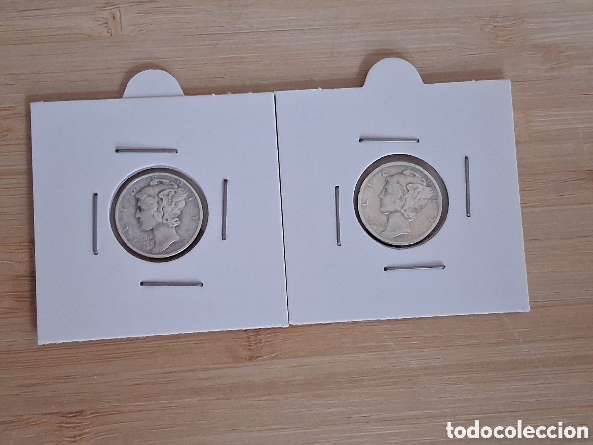 Monedas antiguas de Am&eacute;rica: Lote 7 Monedas Mercury Dime Estados Unidos USA 1 Dime