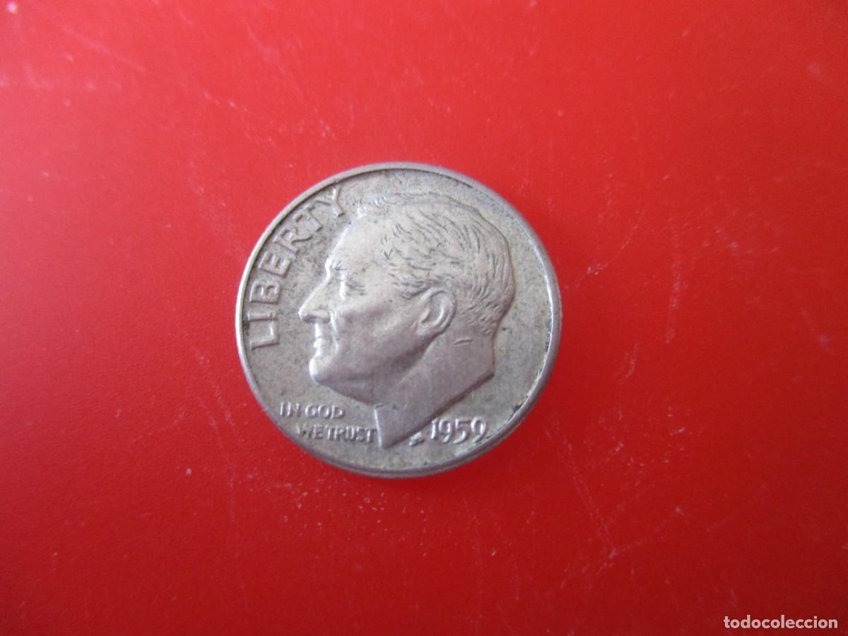 Monedas antiguas de Am&eacute;rica: Estados Unidos. un dime 1959 D de plata