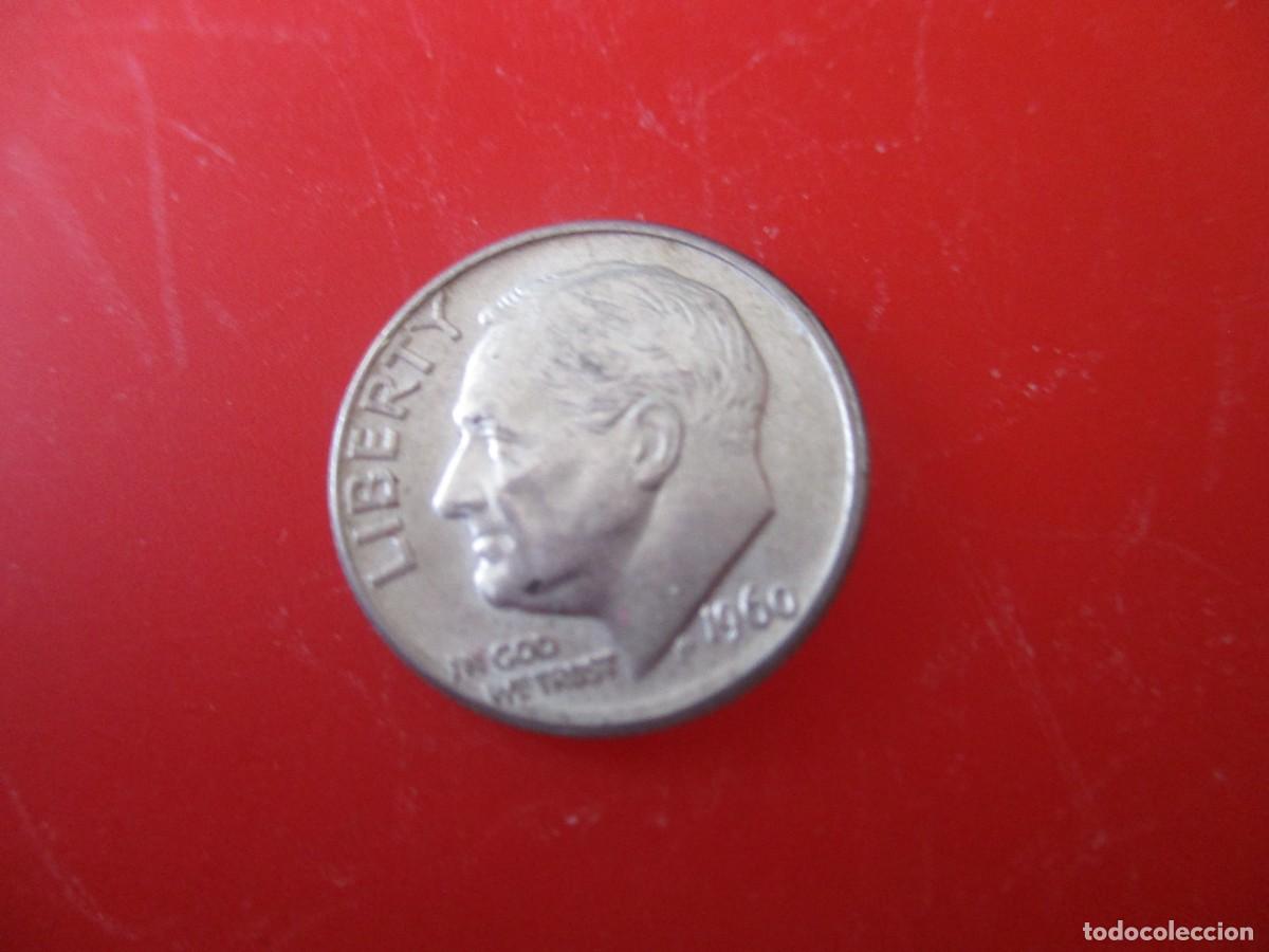 Monedas antiguas de Am&eacute;rica: Estados Unidos. un dime 1960 de plata