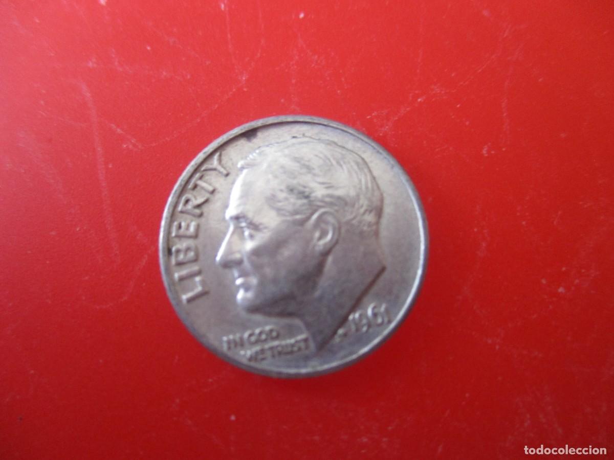 Monedas antiguas de Am&eacute;rica: Estados Unidos. un dime 1961 de plata