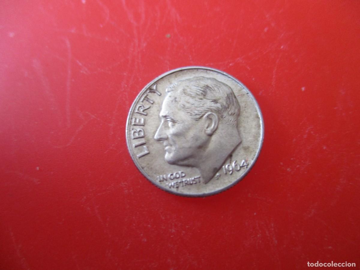 Monedas antiguas de Am&eacute;rica: Estados Unidos. un dime 1964 de plata