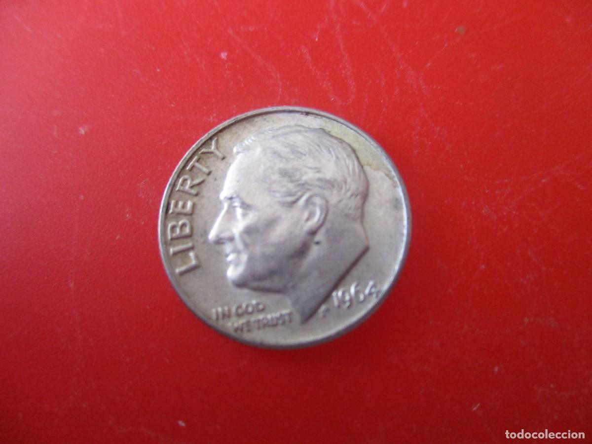 Monedas antiguas de Am&eacute;rica: Estados Unidos. un dime 1964 de plata
