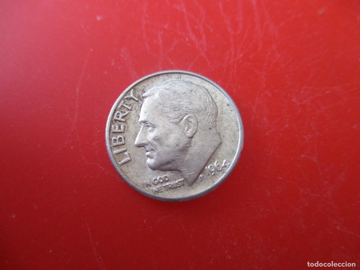 Monedas antiguas de Am&eacute;rica: Estados Unidos. un dime 1964 de plata