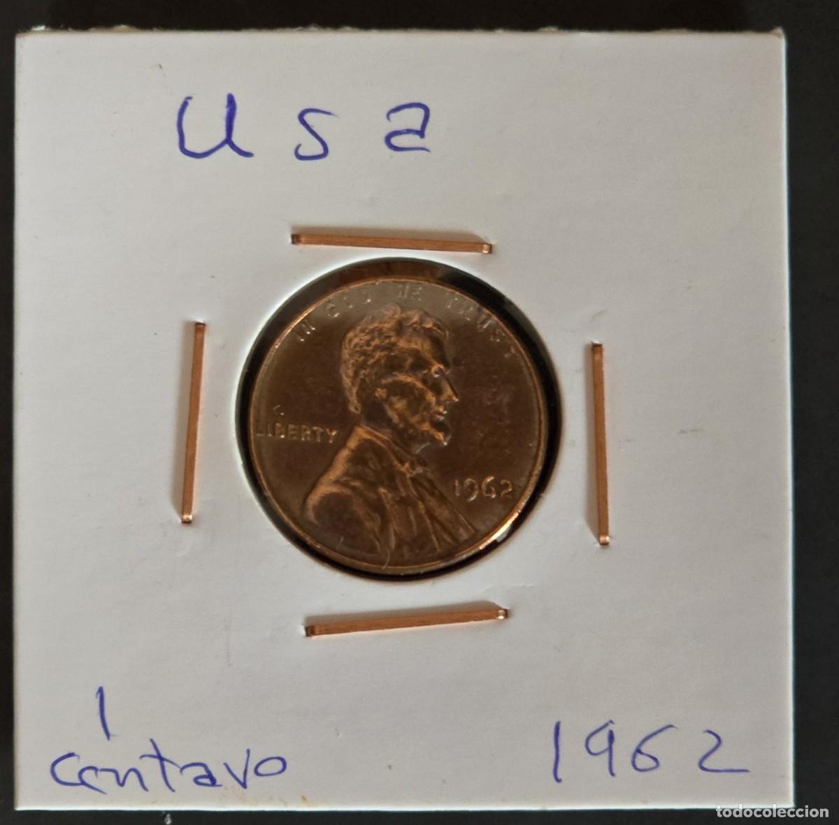 Monedas antiguas de Am&eacute;rica: MONEDAS ESTADOS UNIDOS 1962 - 1 CENTAVO ONE CENT - MONEDA ENCARTONADA
